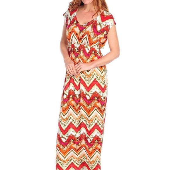 One World Abstract Animal Print Maxi Dress Jersey Knit  Sz S NWOT - Picture 1 of 5